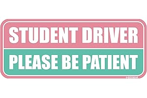 GEEKBEAR Student Driver Car Magnet - Colorful, Reflective, Weather-Resistant - Rectangular 8.7 x 3.5 in (Light Pink/Turquoise)