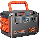 MARBERO 88.8Wh Portable Power Station Backup Lithium Battery Solar Generator 150W Max AC & 30W USB-C Output for Camping Hikin