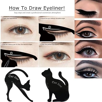 Pochoirs Pour Eye Liner Chat Sipliv 2 Et 10 Cartes Pour Gabarit Eye Liner Yeux Outil De Maquillage Amazon Fr Beaute Et Parfum
