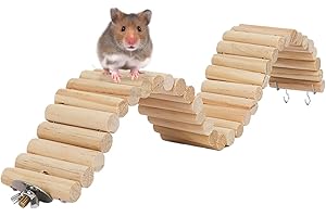 Hamiledyi Hamster Bridge,Hamster Wooden Bridge Bendy Climbing Ladder,Hamster Long Suspension Bridge Chew Toys for Hamster Rat Mice Gerbil Chinchilla Guinea Pig Chipmunk Sugar Glider
