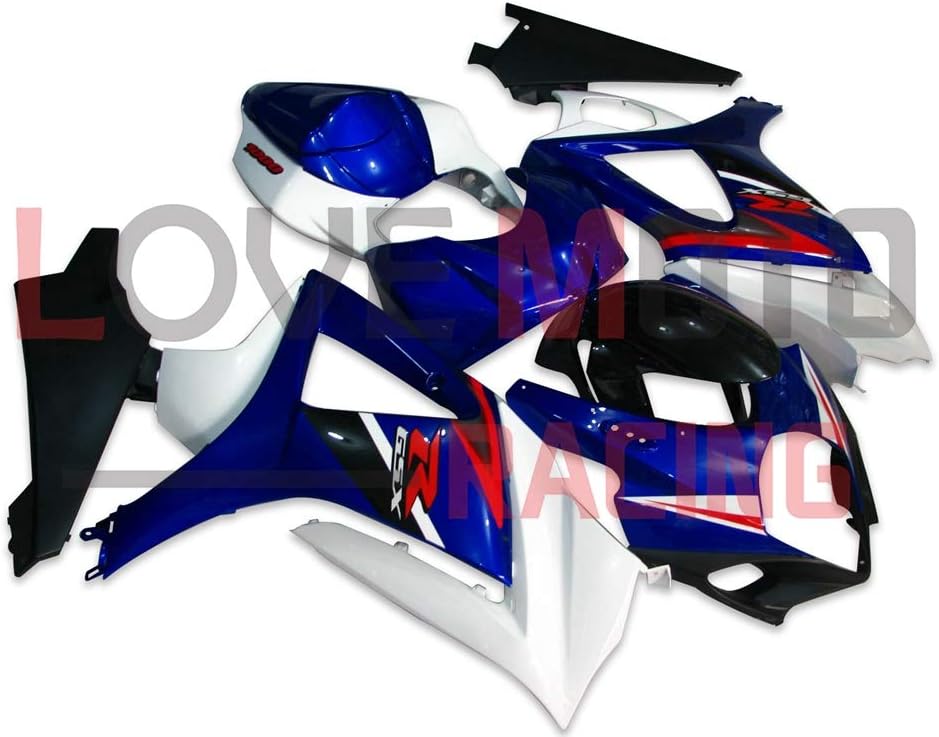LoveMoto Fairings for GSXR1000 GSXR 1000 2007 2008 K7 07 08 GSX R1000 K7 ABS Injection Mold Plastic Motorcycle Fairing Set Kits Blue White