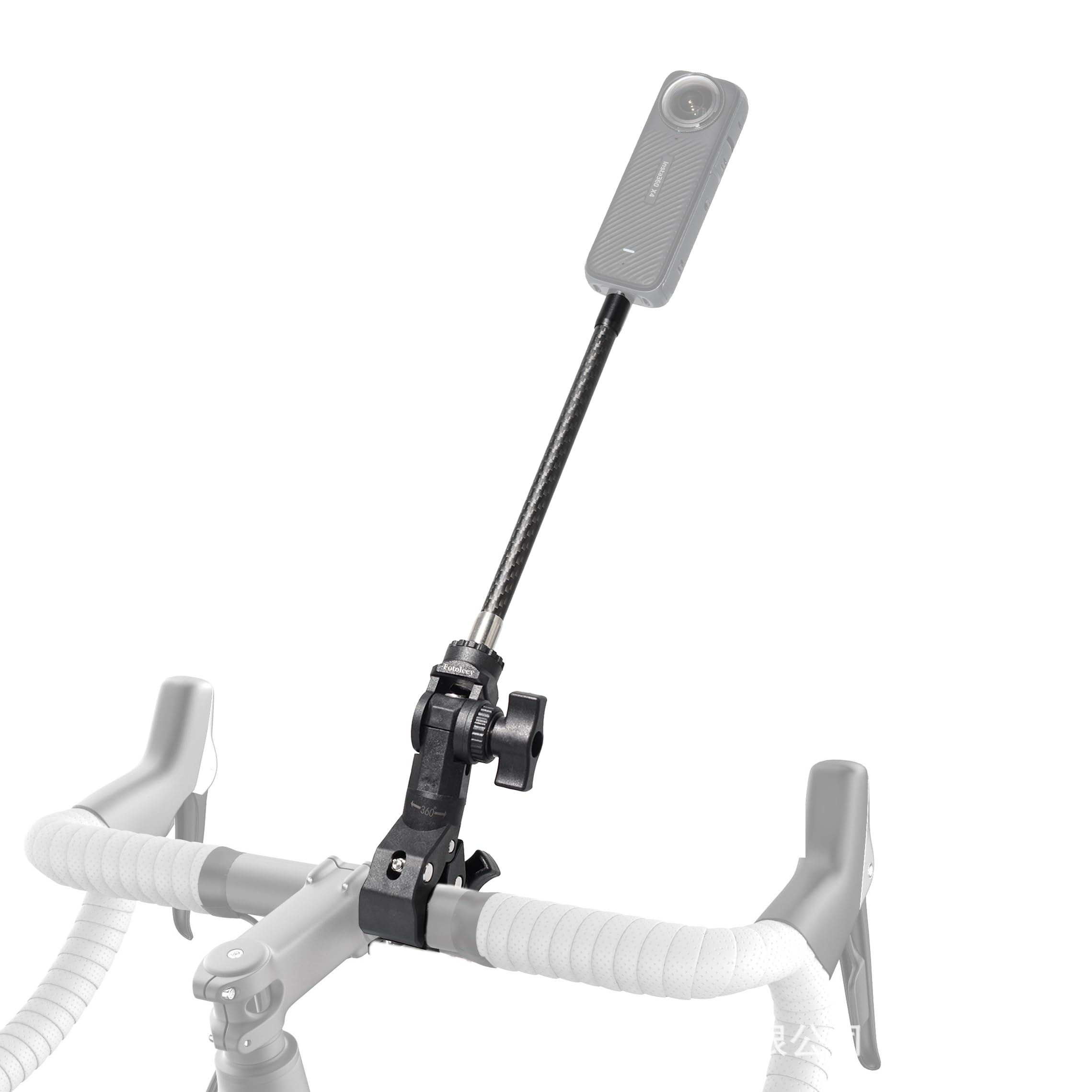 Fotoleey Camera Motorcycle/Bicycle Mount for Insta360 x4, X3, X2, Ace Pro, Ace, GoPro Hero 13, Hero 12, Hero 11, Heavy Duty Clamp, with Rod,