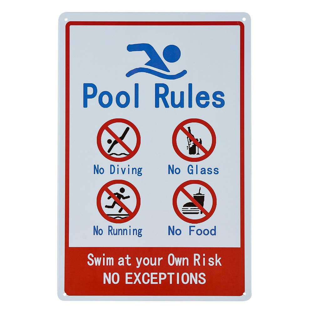 812 inch Swimming Pool Rules Signs Swim at Your Own Risk Sign Predrilled Easy to Mount