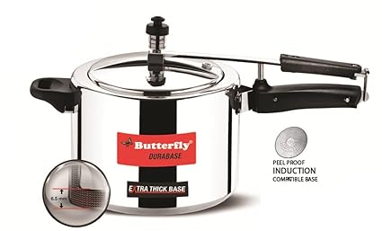 Butterfly Durabase Plus Induction Base With Inner Lid Pressure Cooker, 3 Litres, Aluminium.