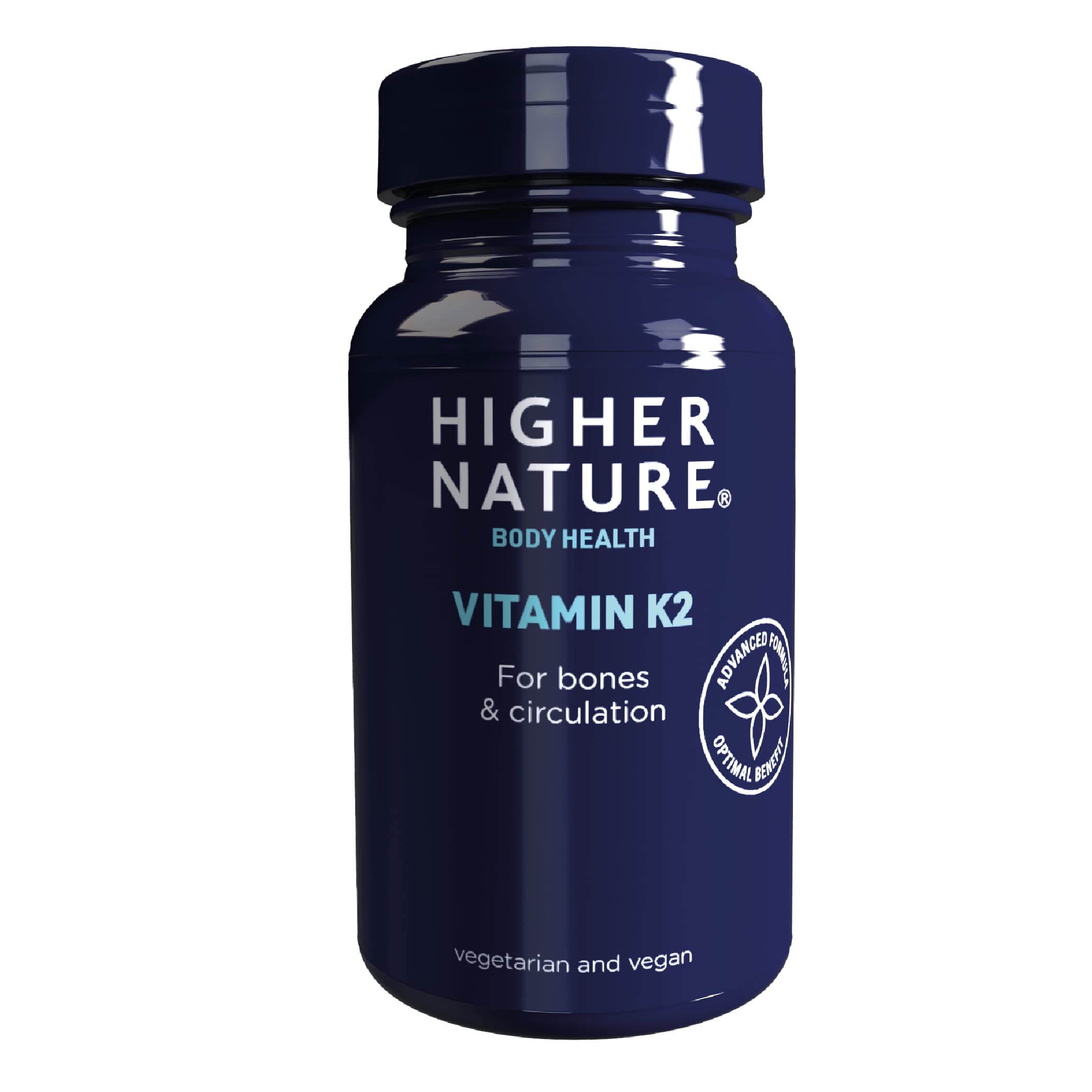 Higher Nature - Vitamin K2 One A Day - Bone & Cardio Support - Vitamin K2 MK7 - Gluten Free - SOYA Free - Vegan & Vegetarian Tablets - 30 Tablets