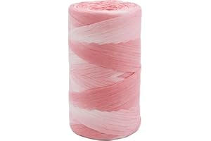 ALLWSLucky Colored 393 Feet Raffia Paper Ribbon, Colorful Packing Paper String Section Dyeing Raffia Ribbon for Gift Wrapping and DIY Decoration (Pink 2)