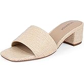 Modatope Braided Sandals Women Chunky Heel Square Toe Sandals for Women Open Toe Heeled Mules