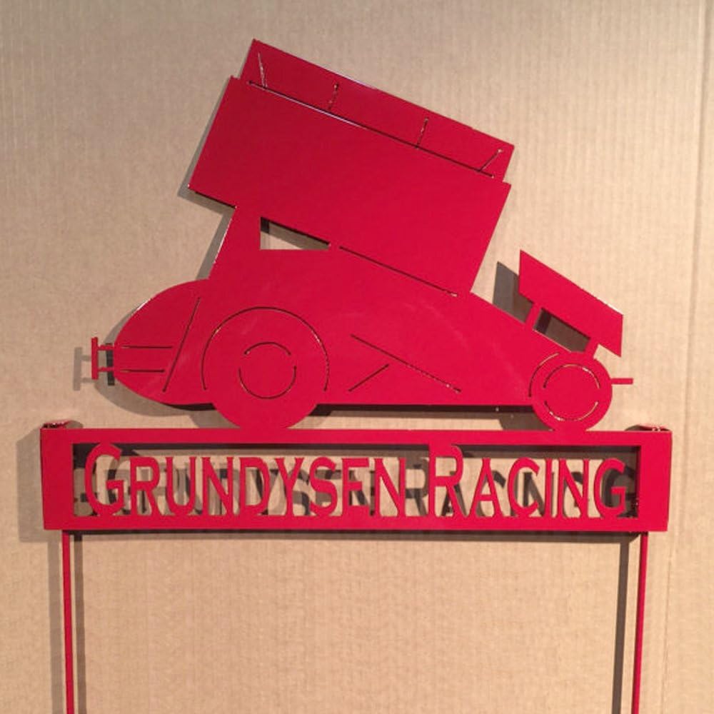 Sprint Car with Custom Text Box Garden Stake (I20)
