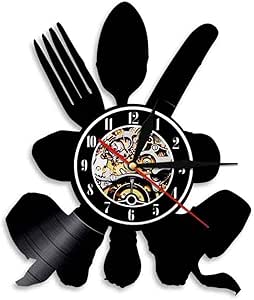 TPFEI - Reloj de pared de color negro, utensilio de cocina, decoración