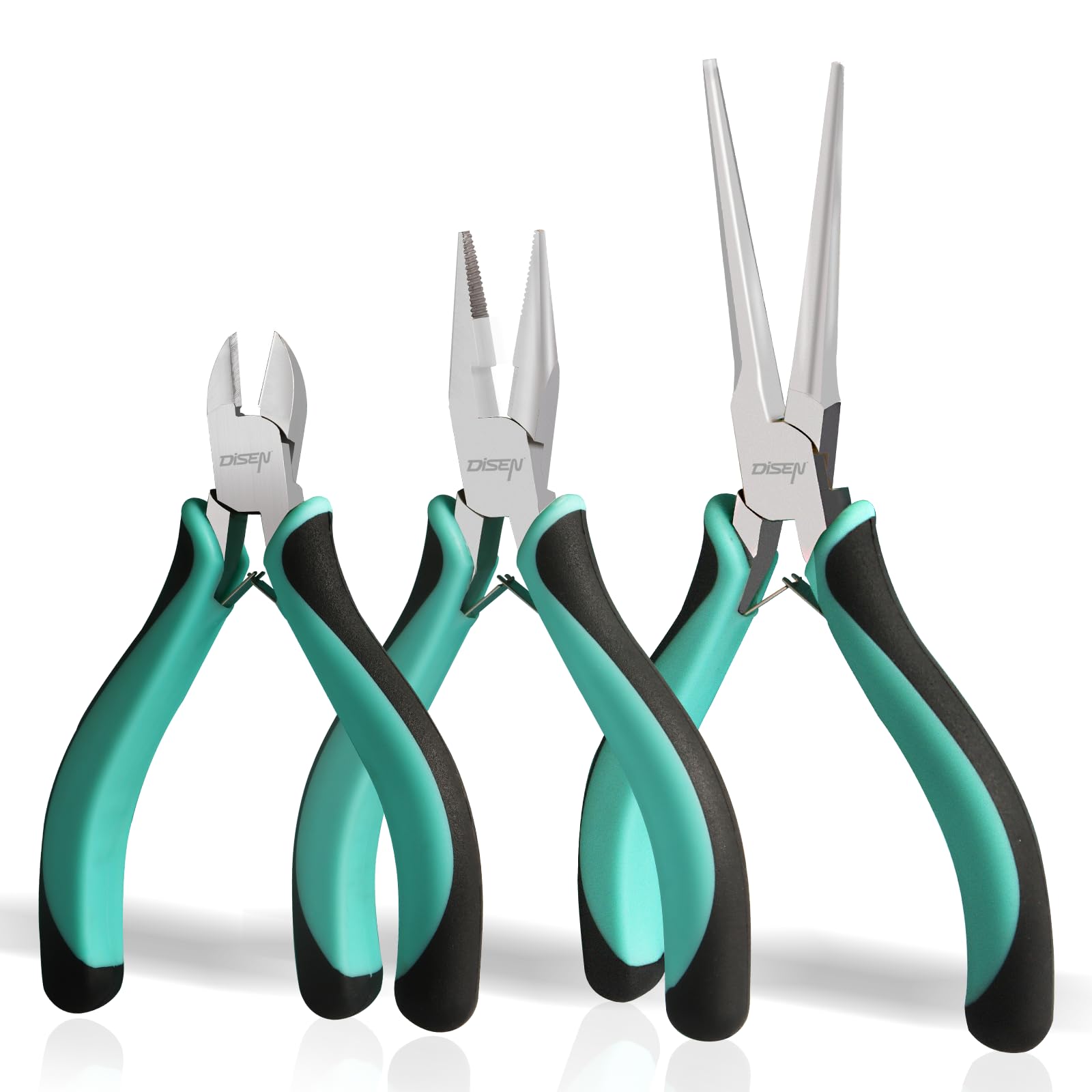Photo 1 of DISEN Mini Pliers Set, 3-Piece Small Pliers Tool Kit Includes 4” Diagonal Plier, 5” Long Nose Plier, 6” Needle Nose Plier, for Jewelry Making, Crafts, Electronic Devices Repairing