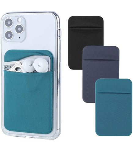 Kbinter Slim Credit Card Holder for Back of Cell Phone, Stretchy Ultra Lycra 3M Self Adhesive Phone Pocket Stick On Wallet for ID Credit Card Pocket for iPhone Android Galaxy (Gray+White+Black)
