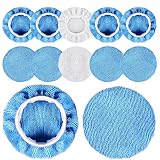 SIQUK 12 Packs Car Polisher Pad Bonnet Set (5 to 6 Inches) Including 10 Packs Microfiber Car Polishing Bonnet and 2 Packs Waxing Bonnet for Car Polisher