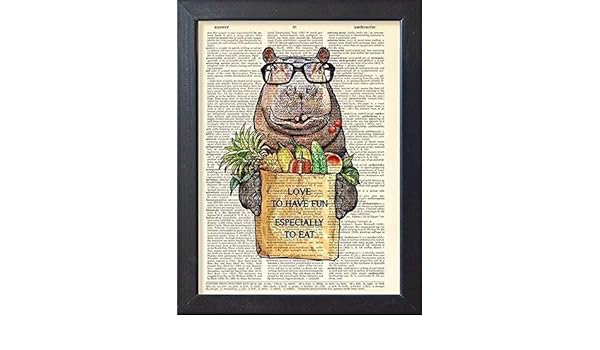 Amazon Com Hippopotamus Poster Veggies Fruits Artwork Hippo