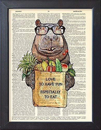 Amazon Com Hippopotamus Poster Veggies Fruits Artwork Hippo