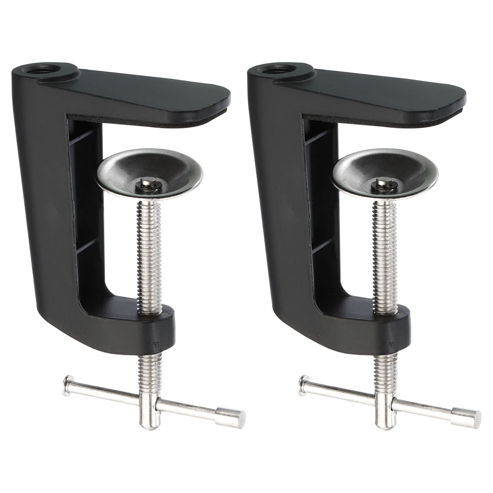 PATIKIL Adjustable Replacement Clamp for Lamps, 2 Pack Universal Adjustable C Shape Desk Table Mount Clamp for Microphone Arm Desk Lamps Stand, Black