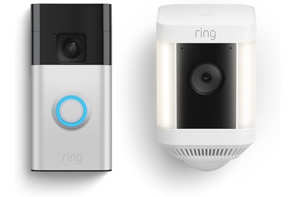 Ring Battery Doorbell with Ring Spotlight Cam Plus Battery (White)