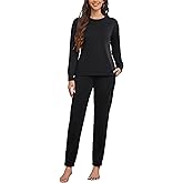 LOCUBE Women's Fleece Pajama Set - Soft Long Sleeve Top & Drawstring Lounge Pants with Pockets, Cozy Winter Loungewear