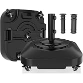 Umbrella Base with 5 Wheels, 100 lbs Max Capacity Fillable Umbrella Stand | 360&deg;swivel wheel for flexible steering, 2 locks 2 knobs, wind-resistant, heavy duty Square base for patio, deck, outdoor