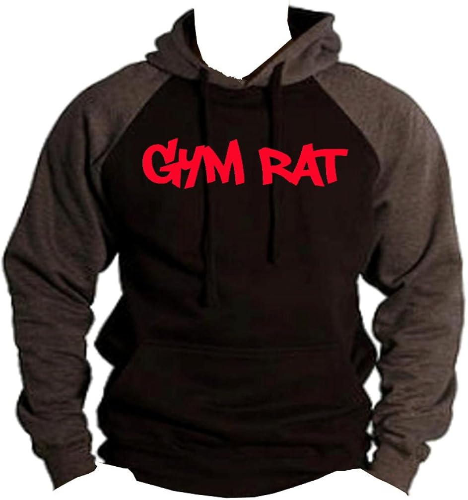 Red Gym Rat (V123) Men's Two Tone Hoodie Charcoal/Black