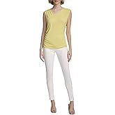 Calvin Klein Womens Pleated Shoulder Sleeveless Top