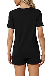 RUBZOOF Pajama Sets for Women Soft Short Sleeve V