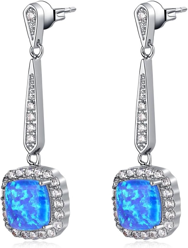 Blue Fire Opal Fire Earings Studs for Womens - Beautiful Drop Diamond Earrings Designs