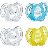 Tommee Tippee Ultra-Light Silicone Pacifier, Symmetrical One-Piece Design, BPA-Free Silicone Binkies, 6-18m, Pack of 4 Pacifi