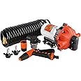 SEAFLO 55-Series Washdown Pump Kit - 12V DC, 5.5 GPM, 70 PSI, Self-Priming, Coiled Hose, Spray Nozzle, High Flow for RV, Boat, Off-Grid, Freshwater, and Saltwater Applications 4-Year Warranty