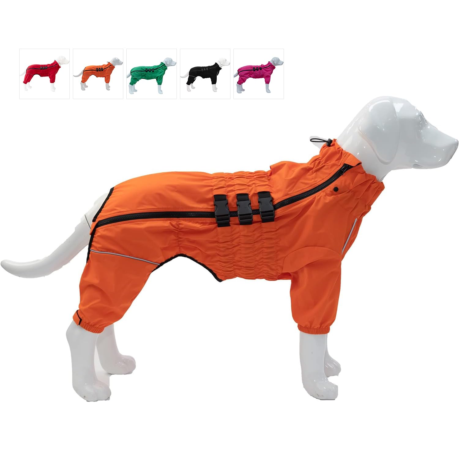 Dogs Waterproof Jacket, Lightweight Waterproof Jacket Reflective Safety Dog Raincoat Windproof Snow-proof Dog Vest for Small Medium Large Dogs Orange XXXL