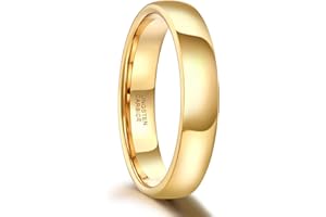 SHINYSO 2mm 4mm 6mm Tungsten Carbide Ring Dome Polished Wedding Band for Men Women Comfort Gold Fit Size 4-13
