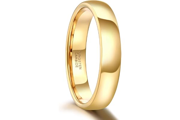 SHINYSO 2mm 4mm 6mm Tungsten Carbide Ring Dome Polished Wedding Band for Men Women Silver/Gold/Rose Gold Comfort Fit Size 4-1