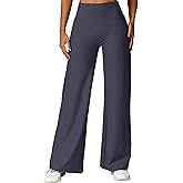 MOOSLOVER Women's High Waisted Wide Leg Yoga Pants, Comfy Stretchy Loose Pants, Black, S, M, L, XL