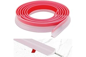 Soengsau Peel and Stick Splash Guard for Countertop, Shower Water Dam Barrier, Waterproof Caulk Seal Strip for Kitchen and Bathroom Sink Cooktop Edge (Translucent, 39" L x 0.59" H)