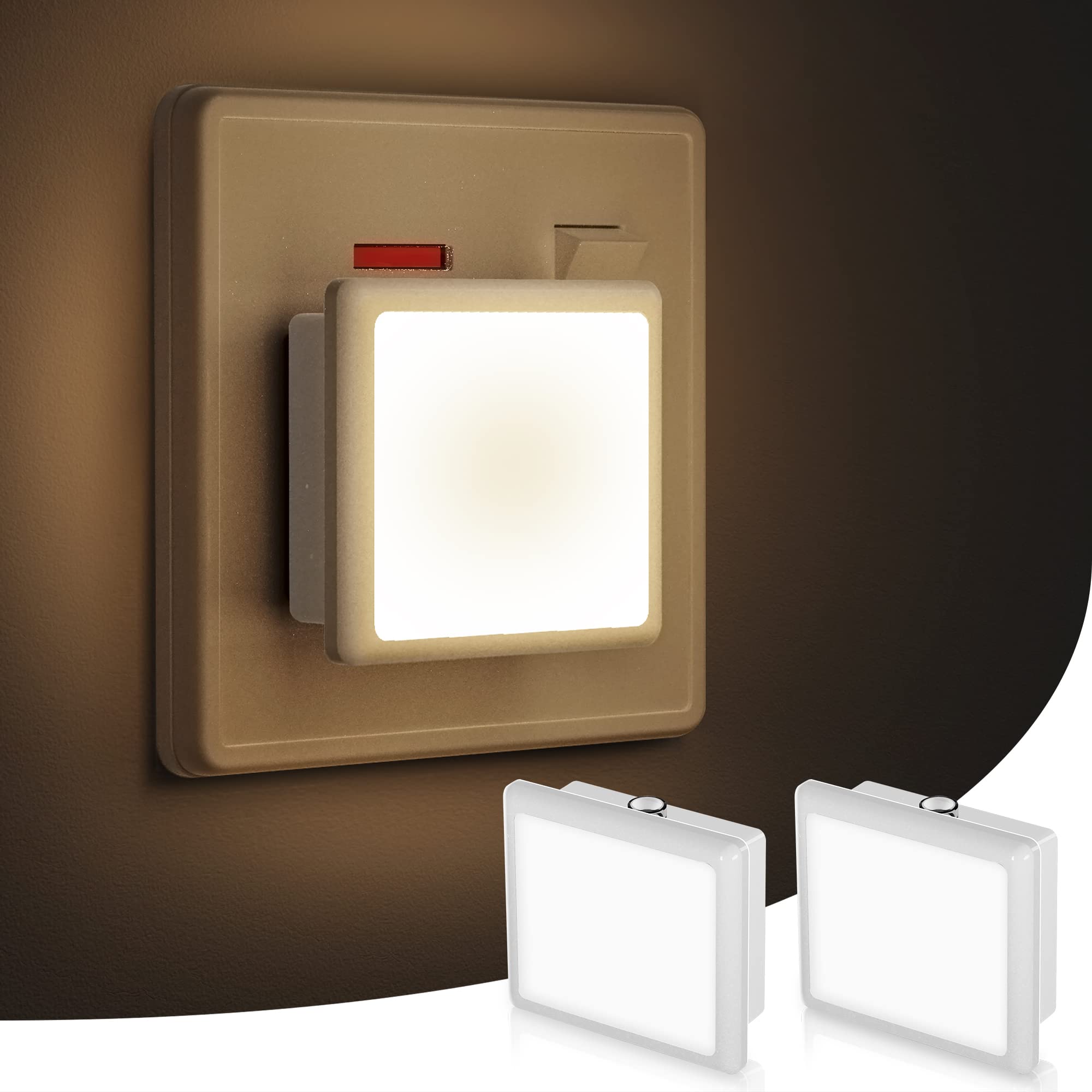 LOHAS-LED Night Light, Night Light Plug in Wall with Dusk to Dawn Photocell Sensor, 3000K Warm White, Nightlight for Kids/Children, Stairs, Hallway, Kitchen, Bedroom 2 Pack