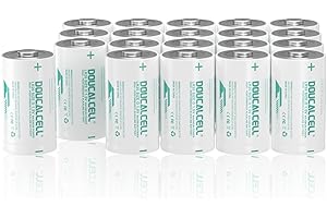 Doucalcell D Batteries 20 Pack, 1.5V Long-Lasting High Power Alkaline D Cell Batteries for Flashlights, Toys, Clocks, Radios, Smoke Detectors - Leak Proof & 10-Year Shelf Life