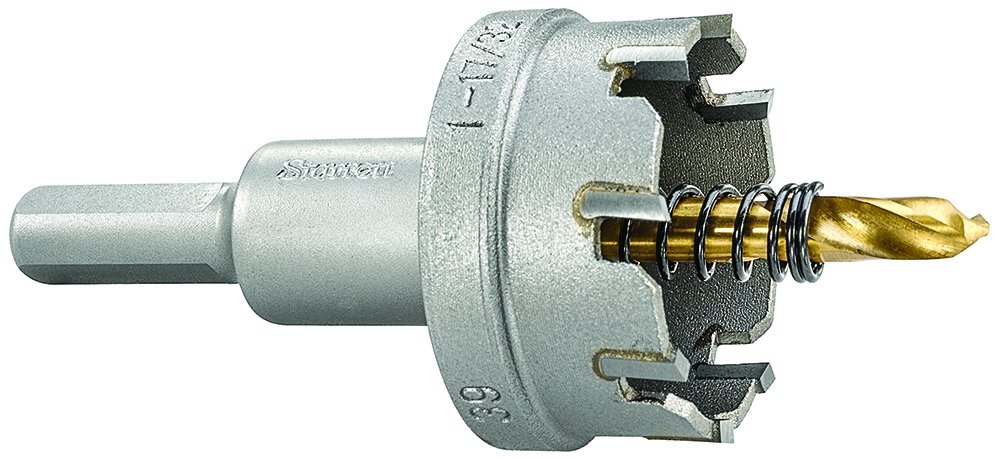 Starrett Tungsten Carbide Tipped Hole Saw, SM39 Sheet Metal Cutter With Arbor & Pilot Drill Bit