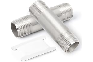 TAISHER 2Pcs Stainless Steel Pipe Fittings, 3/8" NPT x 3/8" NPT Male Threaded, 2" Length Nipple Cast Pipe