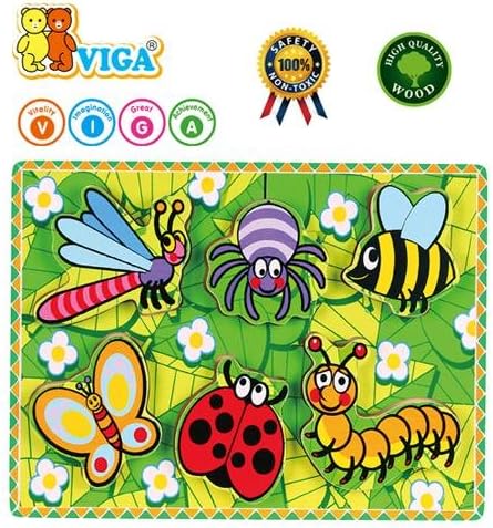 Viga Extra-thick Wooden Puzzle - Insects