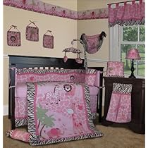 Unique Crib Bedding Custom Baby Girl Bedding - Pink Safari 13 PCS Crib Nursery Bedding Set