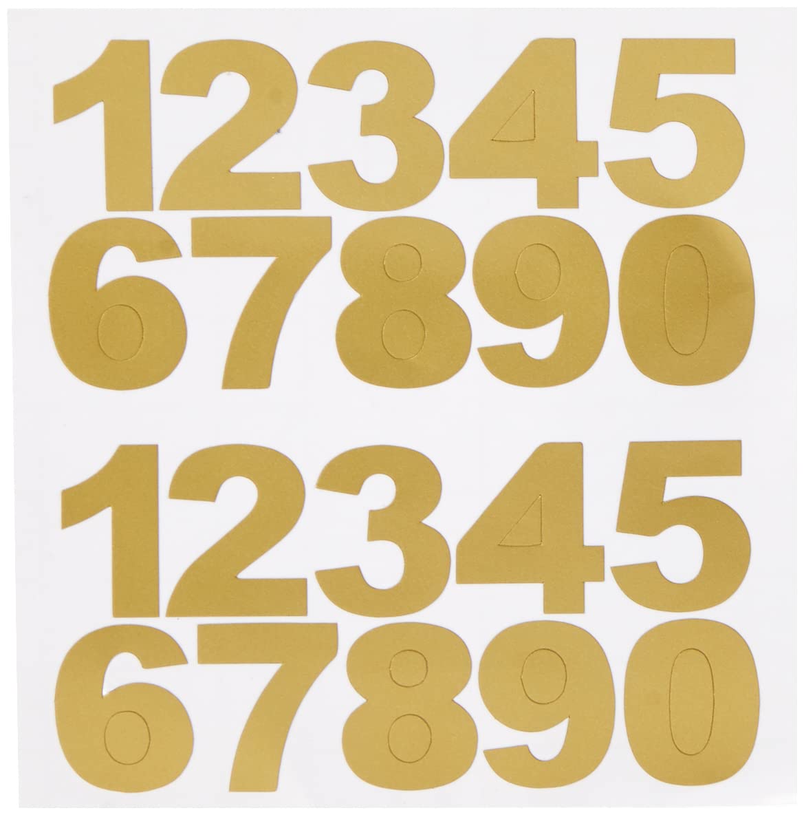 2 x Set of Gold 0-9 Numbers - Removable Self Adhesive Waterproof Durable Vinyl Stickers - Digitally Cut to the sticker Shape - size 20mm