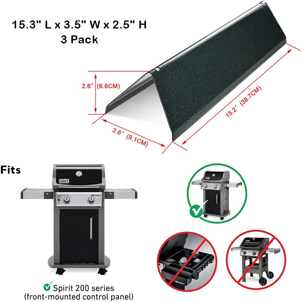Uniflasy 7635 Flavorizer Bars and 69785 Grill Burner Tubes for Weber Spirit 200 with Front Control, Spirit E210, E220, S210, S220, for Weber 15.3 Inch 7635 Flavor Bars and 69785 Burner Pipe : Garden & Outdoor