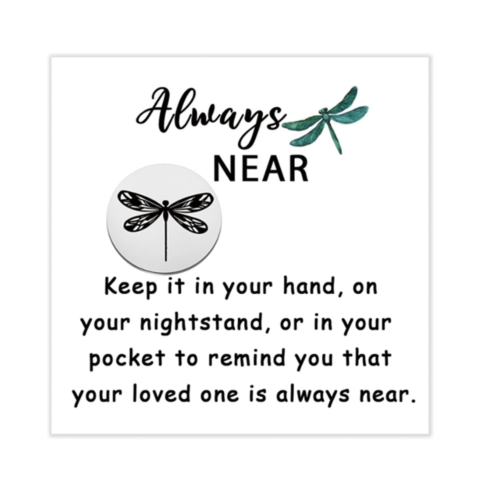 CENWA Dragonfly Always Near Pocket Token Sympathy Gift Remembrance Gift Condolence Gift Loss of Loved One gift (Dragonfly Always Token)