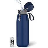 PHILIPS Water Bottle with Filter, Filter Water Bottle Stainless Steel with GoZero Everyday BPA-Free Tap Water Filter, Water Filter Bottle Keep Drink Cold 24 Hours, 1 Filter for 40 gal / 2 Months