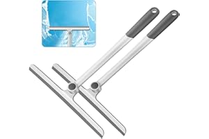 WONDAY Window Squeegee, 2 Pack Shower Squeegee for Glass Doors Bathroom Mirror Windows Cars and Tile Walls, Silicone Plastic Squiggy Cleaner Tool 12 inch (Gray+Gray)