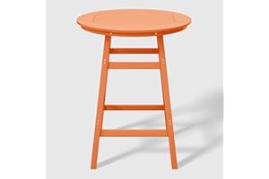 WestinTrends Malibu Outdoor 35" HDPE Round Patio Bar Height Table, Orange
