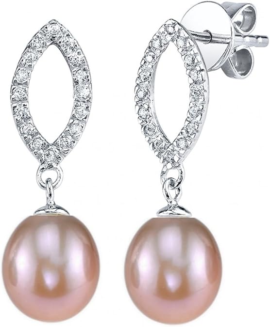 7mm Pink Freshwater Cultured Pearl Crystal Elka Earrings 7mm Pink Freshwater Cultured Pearl Crystal Elka Earrings