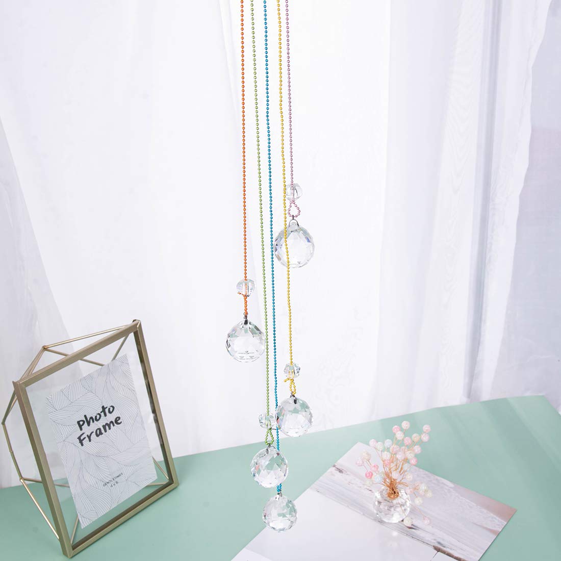 WEISIPU Hanging Crystals Suncatcher - Rainbow Crystal Ornament Crystal Ball Prism Feng Shui Crystals Suncatchers for Garden, Window Decoration