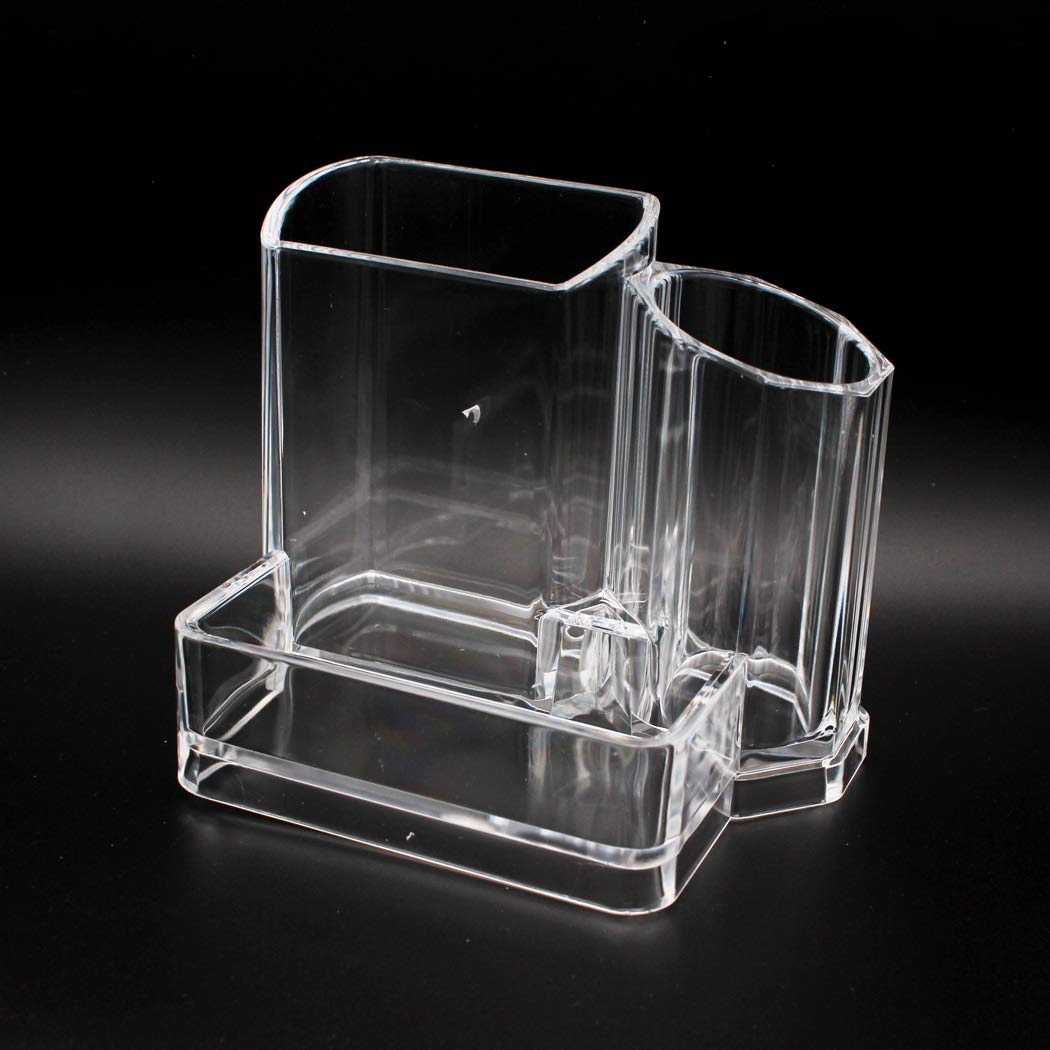 Abcsea 1 piece Long Transparent Pen Holder, Acrylic Pen Holder for Desk, Clear Cosmetic Organizer,Transparent Makeup Organizer