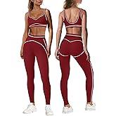 Nirovien Womens 2 Piece Workout Sets Athletic Yoga Sets Gym Outfits Butt Lifting Leggings and Sports Bra