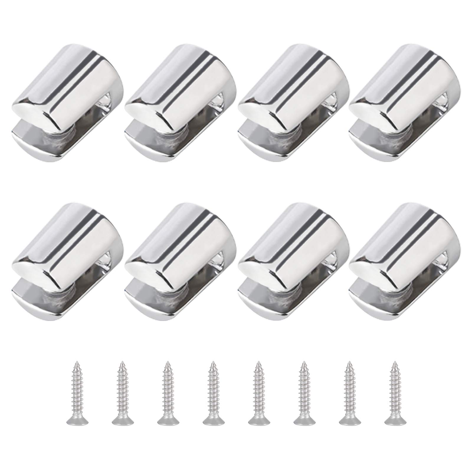 UFURMATE Glass Shelf Bracket, 8Pcs Wall Mounted Adjustable Glass Shelf Clamp Clips Polished Chrome Zinc Alloy Glass Clamp Brackets Supports Mounting Brace for 4-6mm Glass